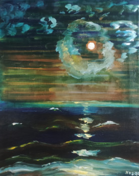 Named contemporary work « Nuit au clair de lune en mer », Made by KOZAR