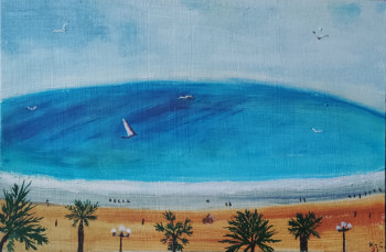 Named contemporary work « Vue mer sur la Côte d'Azur France », Made by KOZAR