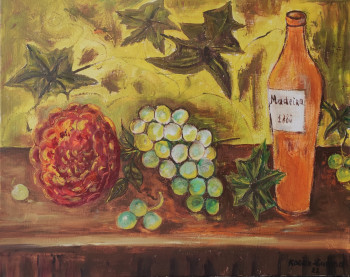 Contemporary work named « Nature morte rose et raisins. », Created by KOZAR