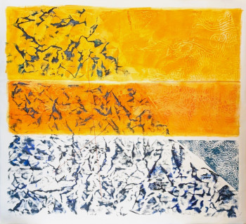 Named contemporary work « bande jaune », Made by ALLEMANDOU