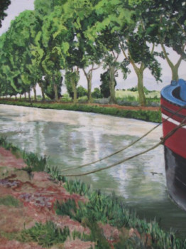 Named contemporary work « Canal du midi à Homps », Made by EMILE-ANDRé LESAGE
