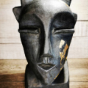 Named contemporary work « Black and gold face », Made by STéPHANIE DUPINAY