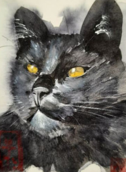 Named contemporary work « CHAT NOIR », Made by PACO