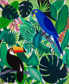 Named contemporary work « TOUCAN TOCO & ARA HYACINTHE », Made by LAURENCE LBN