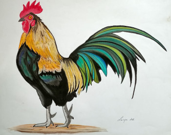 Named contemporary work « LE COQ », Made by LAURENCE LBN
