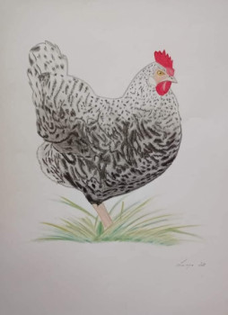 Named contemporary work « LA POULE », Made by LAURENCE LBN
