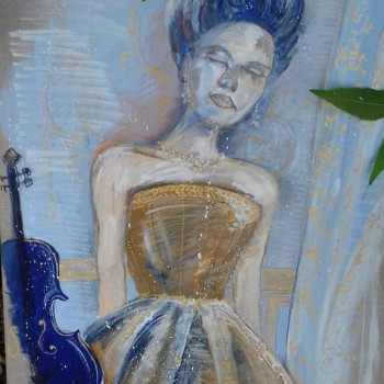 Named contemporary work « Femme à la musique », Made by N.BESSé L.