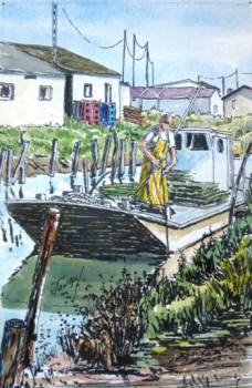 Contemporary work named « L'OSTREICULTEUR », Created by JOUAN