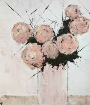 Named contemporary work « Roses poudrées », Made by CB