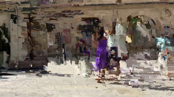 Named contemporary work « robe violette "chorimages 6" », Made by PAT O'BINE