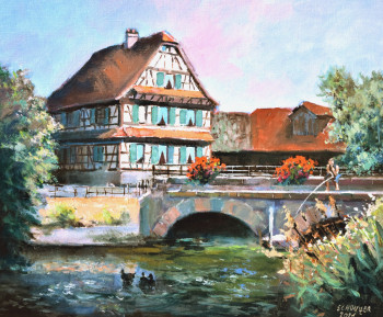 Named contemporary work « Maison à colombages dans le village de Plobsheim », Made by ROBERT SCHOULER