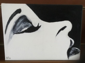 Named contemporary work « Visage femme noir et blanc », Made by PATRICIA DELEY