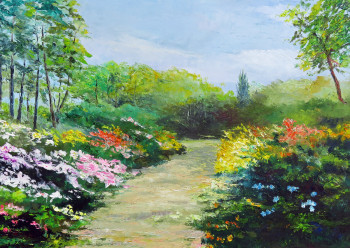Named contemporary work « Le parc floral de Boutiguéry en fleurs », Made by MICHEL HAMELIN