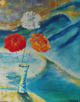 Named contemporary work « Fleurs dans les Carpates », Made by KOZAR