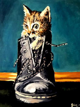 Named contemporary work « Le chaton botté », Made by GRéVé