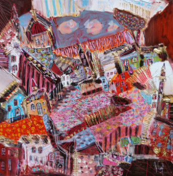 Named contemporary work « Rue des promeneurs assis 2 », Made by MURIEL CAYET