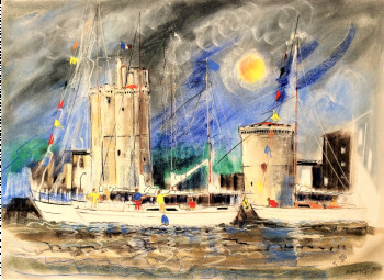 Named contemporary work « Le port de la Rochelle (la fête du nautisme). », Made by SELO