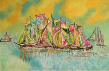 Named contemporary work « départ des voiliers dans le Golf du Morbihan », Made by NINA