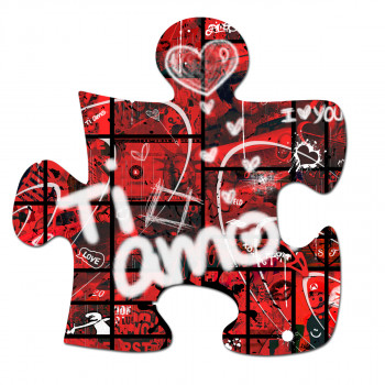 Named contemporary work « Puzzle Ti Amor », Made by LASCAZ