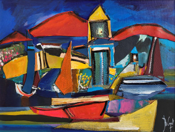 Named contemporary work « Quai du pas de côté 2 », Made by MURIEL CAYET