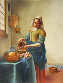 Named contemporary work « Reproduction Vermeer - La laitière », Made by ADINA LOHMULLER