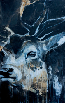 Named contemporary work « Cerf noir », Made by ėCLABOUSSEUR D'ART