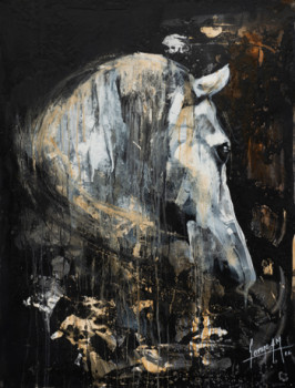Named contemporary work « cheval blanc », Made by ėCLABOUSSEUR D'ART