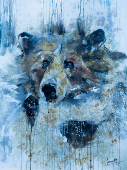 Named contemporary work « GRIZZLY DE NEIGE », Made by ėCLABOUSSEUR D'ART