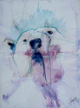 Named contemporary work « Ice bear encre », Made by ėCLABOUSSEUR D'ART
