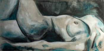 Named contemporary work « Nu allongé bleu », Made by ėCLABOUSSEUR D'ART