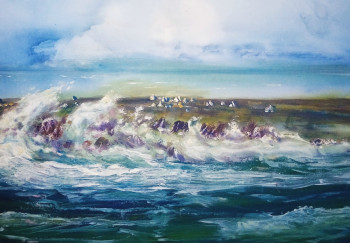 Named contemporary work « Vagues à Ouessant », Made by DANY WATTIER