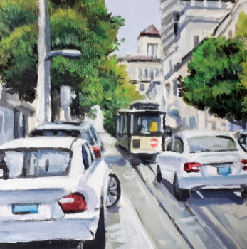 Named contemporary work « rue de San Francisco le tramway », Made by FRANCIS STANZIONE