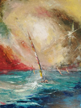 Named contemporary work « Bateau sur l'eau », Made by JEAN MARIE SCHROETTER