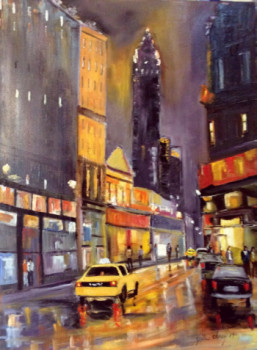 Named contemporary work « NEW YORK le taxi jaune », Made by GILLES CLAIRIN