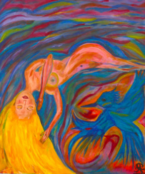 Named contemporary work « L'oiseau bleu  ou La chute », Made by ANNE SPOK
