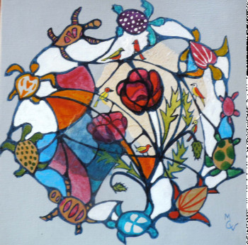 Named contemporary work « La Ronde des Tortues, les Oiseaux 1 », Made by VALENTINE CARRE