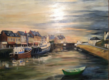 Named contemporary work « Aube à Port-en-Bessin », Made by GILLES CLAIRIN