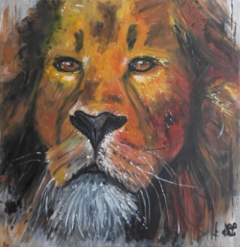 Named contemporary work « Tableau lion couleur pop art - Sauvage », Made by NADEGEPAINTER