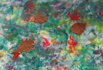 Named contemporary work « Les trois feuilles dans le vent. », Made by MITRA SHAHKAR