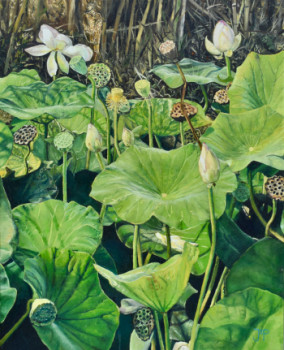 Named contemporary work « Les Lotus et le Reve », Made by JO PAINTER
