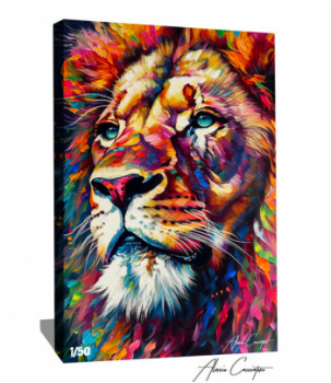 Named contemporary work « Tableau Lion Pop Art », Made by ALESSIO CACCIATORE