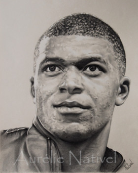 Named contemporary work « Portrait de Kylian Mbappé », Made by AURéLIE NATIVEL