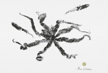 Named contemporary work « Gyotaku - Poulpe de Tanzanie », Made by EMMA DE KARAKA