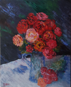 Named contemporary work « Roses le soir », Made by KOZAR