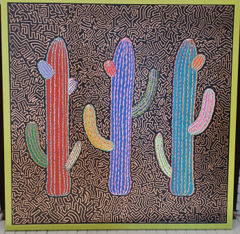 Named contemporary work « Trois cactus », Made by RENAUD BARREYAT