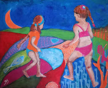 Named contemporary work « Les filles du bord de mer », Made by BRIGI'ART