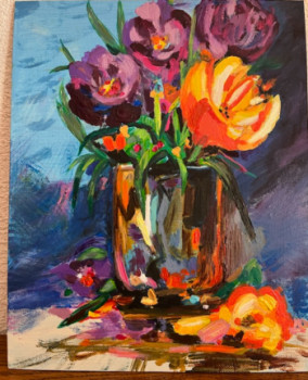 Named contemporary work « Jolie bouquet de fleurs », Made by KARINE