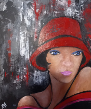 Named contemporary work « Femme rayon chapeau 5 », Made by BRIGI'ART