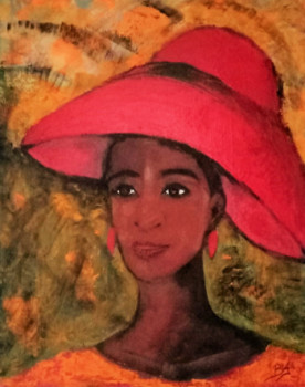 Named contemporary work « Femme rayon chapeau 4 », Made by BRIGI'ART