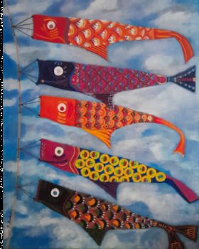 Named contemporary work « Poissons volants 2 », Made by FABRICE DURIEUX